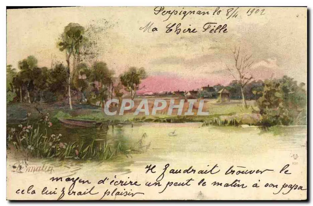 Pérignan — Seenlandschaft bei Sonnenaufgang — Verlag A. B. (Nr. 850) - Vorderseite