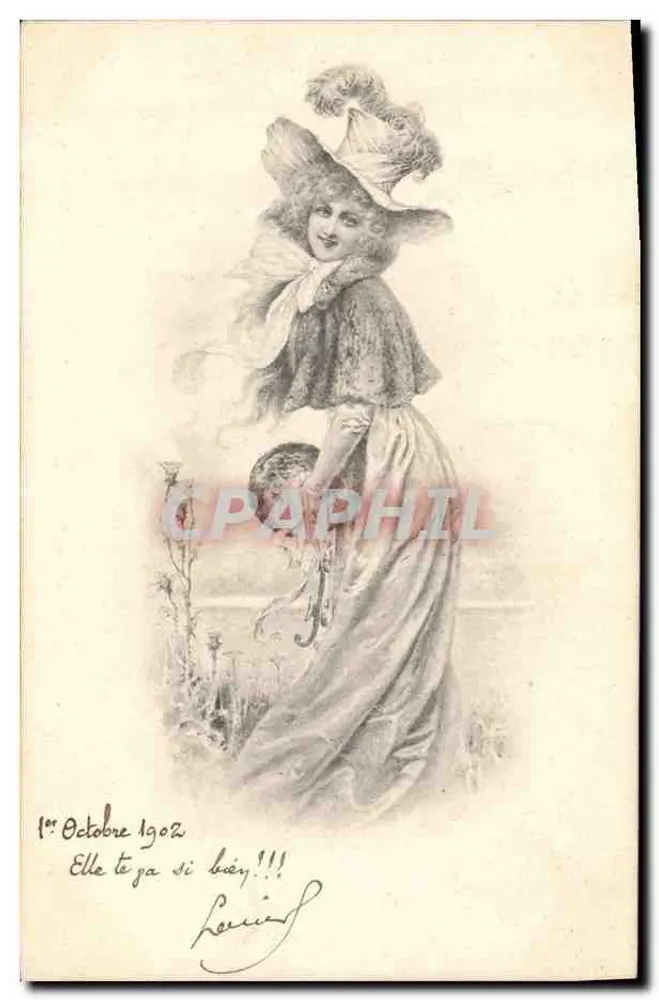 Elegante Frau mit Hut — 1. Oktober 1902 — Verleger nicht sichtbar - Vorderseite