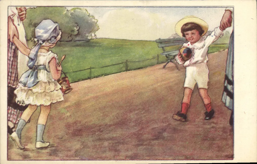 Kinder, die draußen spielen — Illustration — Rev Stampa Milano - Vorderseite