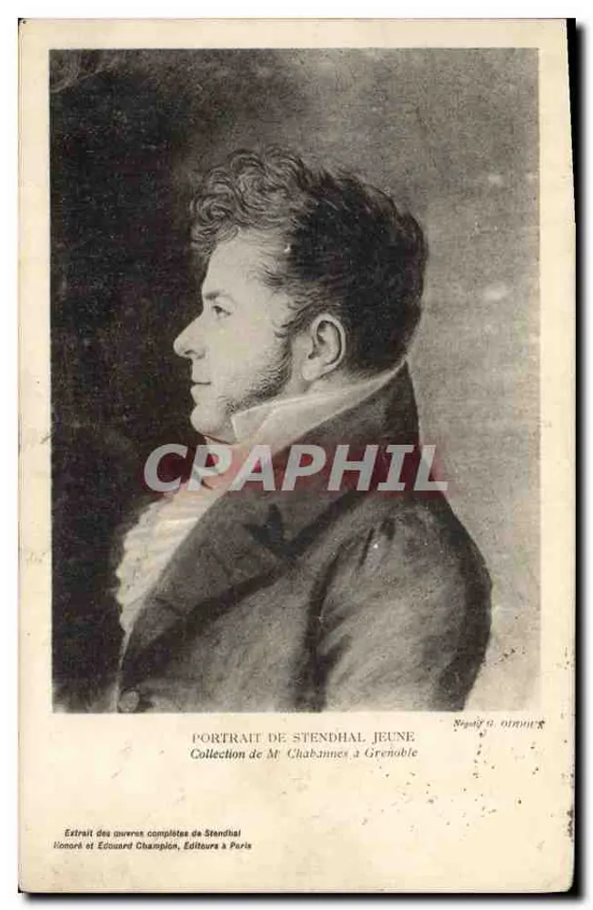 Retrato de Stendhal jovem — Excerto das obras completas — Edições Honoré e Édouard Champion, Paris - Frente