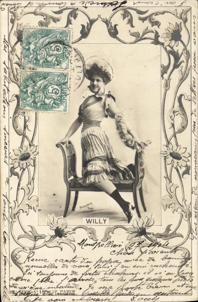 Willy — Retrato da cantora — editada por Rouveyron, Paris, série N°1561P - Frente