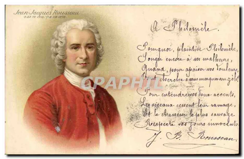 Jean-Jacques Rousseau — retrato e poema — editor não identificado - Frente