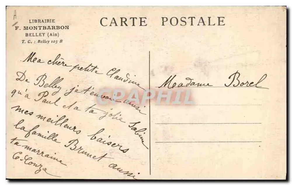Brillat-Savarin — Autor der « Physiologie du Goût » — Librairie Montbarbon, Belley - Rückseite
