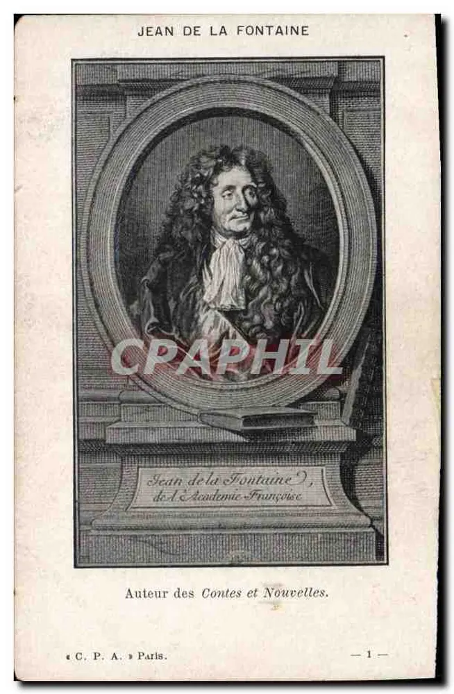 Jean de La Fontaine — Autor dos Contos e Novelas — C.P.A. Paris, n°1 - Frente