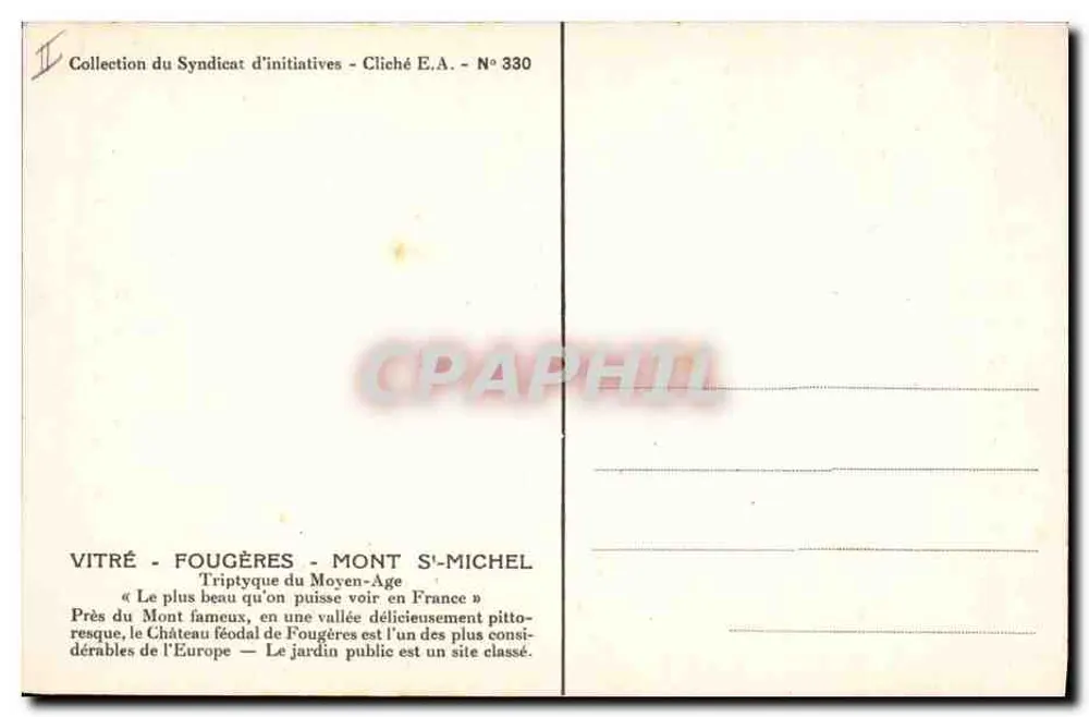 Chateaubriand — Litografia de Delpech, cópia de Girodet — Coleção do Syndicat d'initiatives - Verso