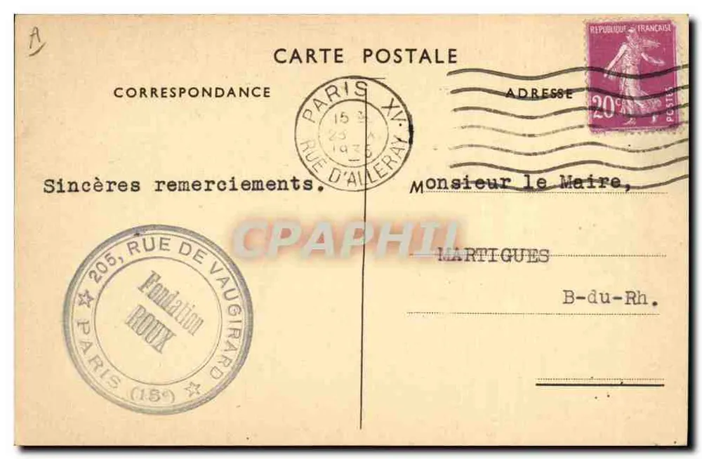 Emile ROUX — Retrato — Fotógrafo P. Roux - Verso