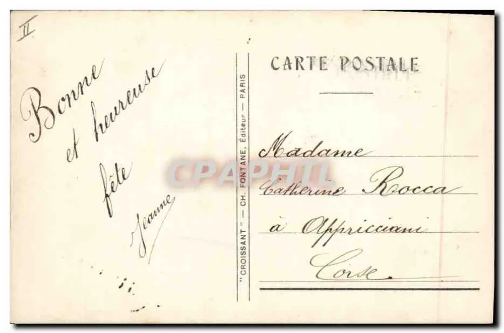 Frau in bunter Kleidung mit Blumen — Verlag Croissant, Nr. 3166 - Rückseite