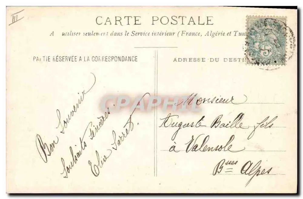 J'AIX — Erinnerungskarte 1906 — Verlag R. Rousset - Rückseite