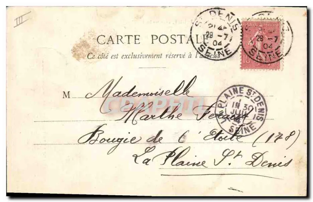 Junge Frau mit Blumen — Kalender Juli 1904 — Éditeur A. Bivert & Cie - Rückseite