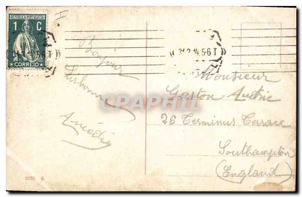 Entrando à matar — Correio — República portuguesa - Verso