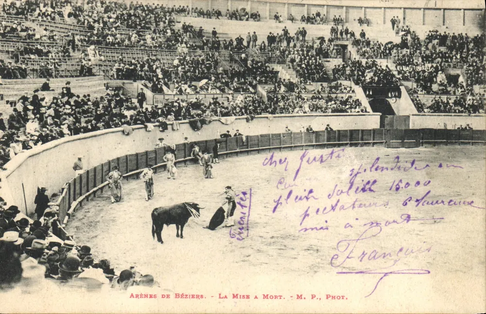 Arènes de Béziers — La Mise à Mort — M. P., Phot. - Vorderseite