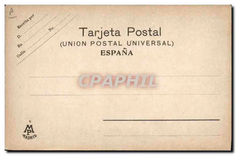 Caída del Picador — Stierkampfszene — Union Postal Universal, Madrid - Rückseite