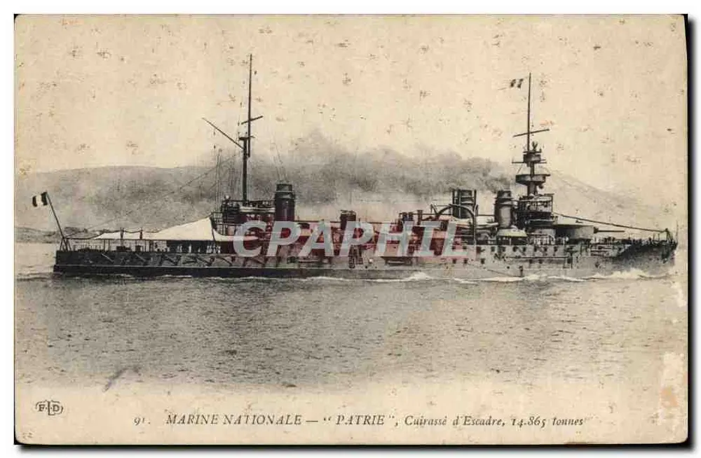 Marine Nationale — "Patrie", Cuirassé d'Escadre, 14.865 tonnes — Éditeur ELD, n°91 - Vorderseite