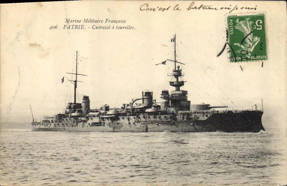 Schiff Patrie — Turrenpanzerkreuzer — Französische Marine - Vorderseite