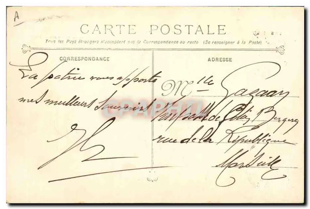 Cacciatorpediniere Patrie — Marina Militare Francese — Fototipia Marius Bar — Tolone - Verso