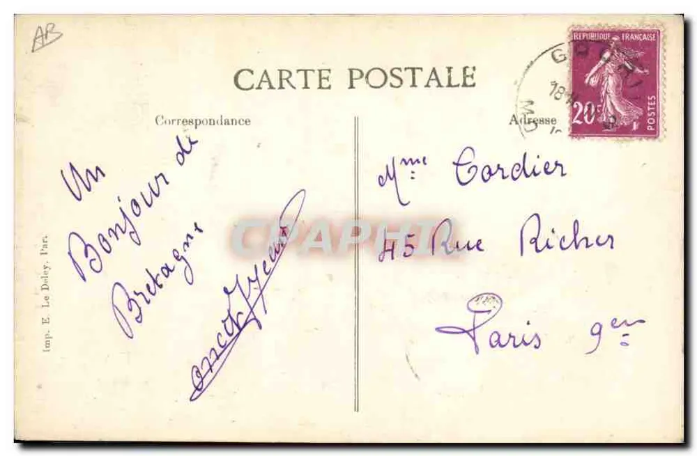 Camponês de Plouaré — TRADICIONAIS BRETONES — B.D. n°342 - Verso