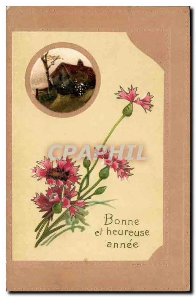 Flores de carthame — Boa e feliz ano — editor não visível - Frente
