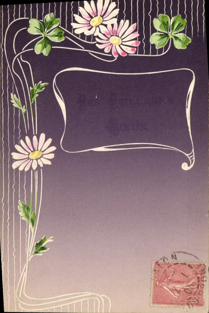 Kwitki mleczu i trawy — Dekor Art Nouveau — Wydawca K.F. BUREAUX PARIS - Awers
