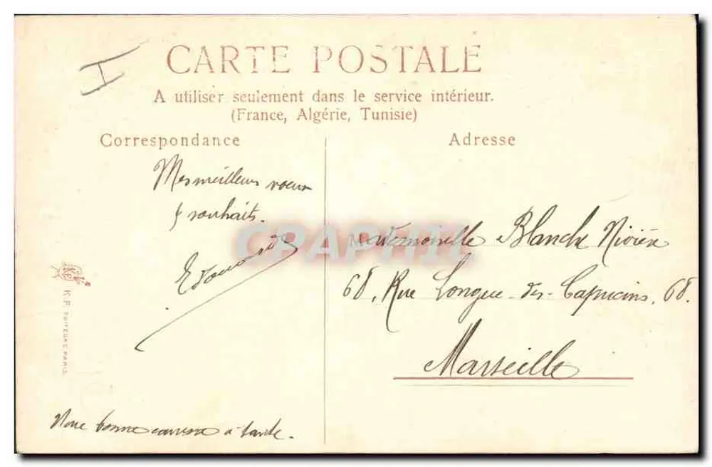 Kwitki mleczu i trawy — Dekor Art Nouveau — Wydawca K.F. BUREAUX PARIS - Rewers