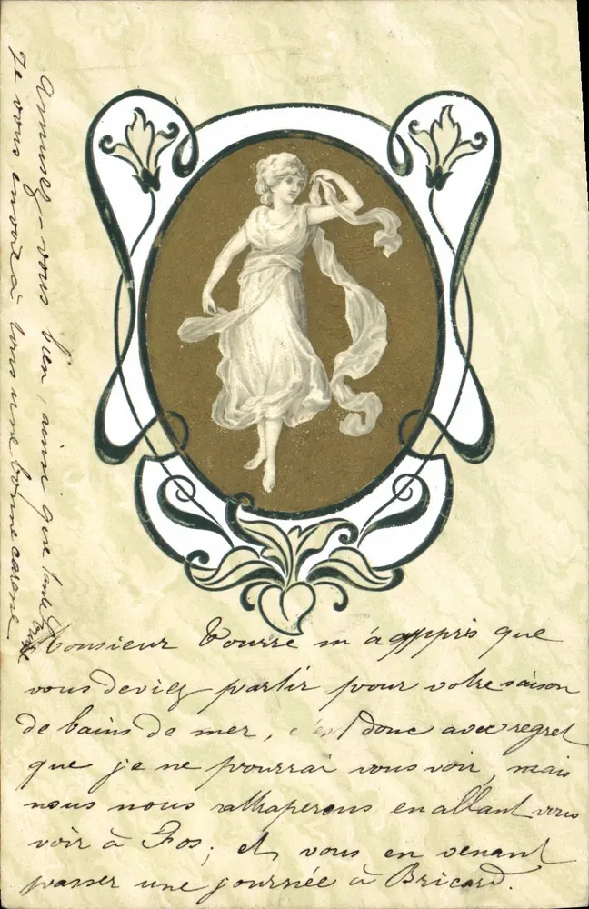 Tänzerin in fließendem Kleid — Art Nouveau-Illustration — Verlag BRW 369 - Vorderseite