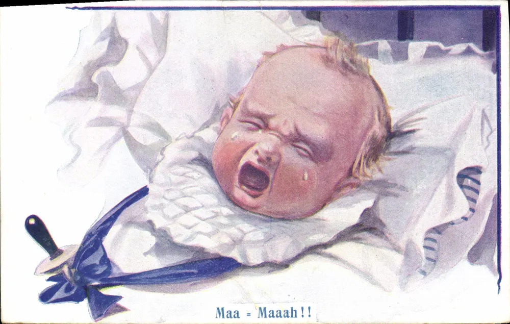 Weinendes Baby — Humoristische Illustration — E. J. Hey & Co. London E.C., Serie 250 - Vorderseite