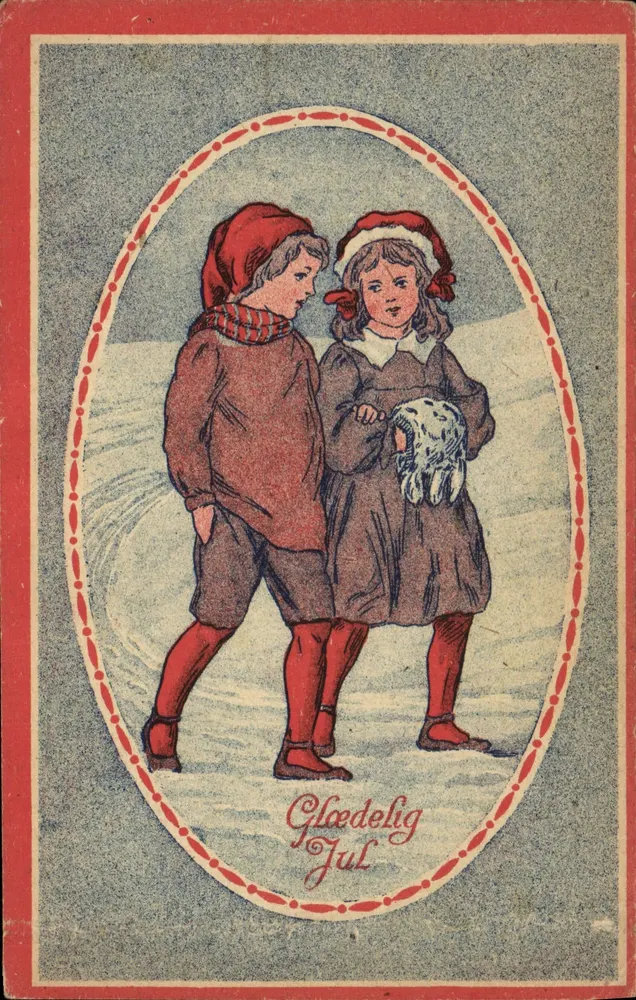 Kinder in Weihnachtskleidung — Frohe Weihnachten — Steeners Forlag - Vorderseite