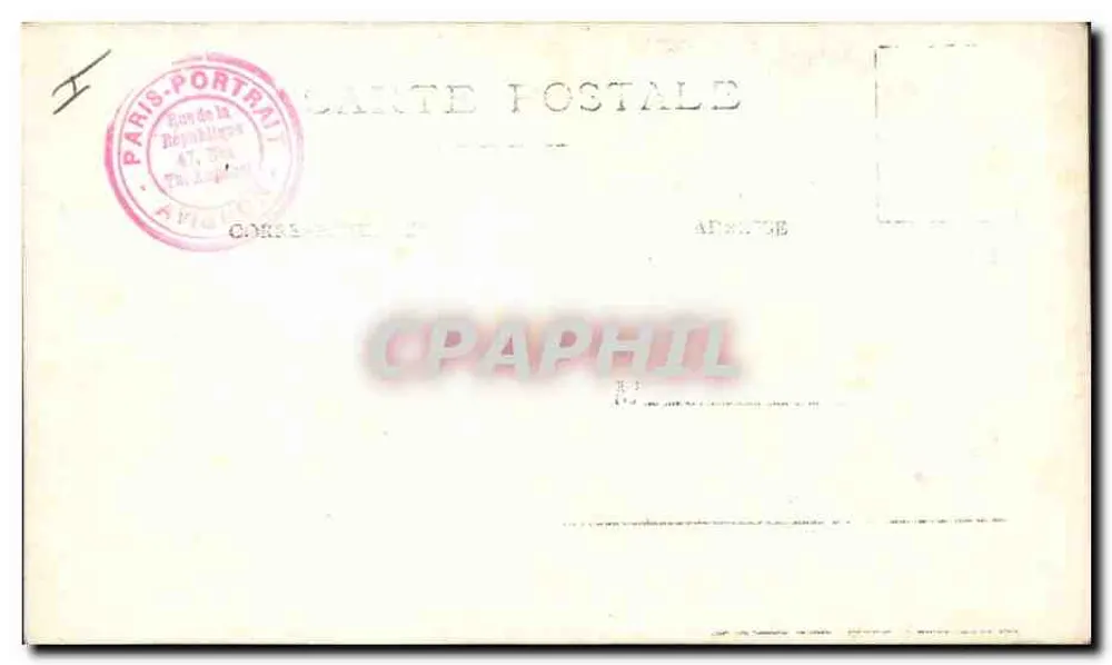 Retrato de Ch. Baret — editor Paris-Portrait, 47, rue de la République, Paris - Verso