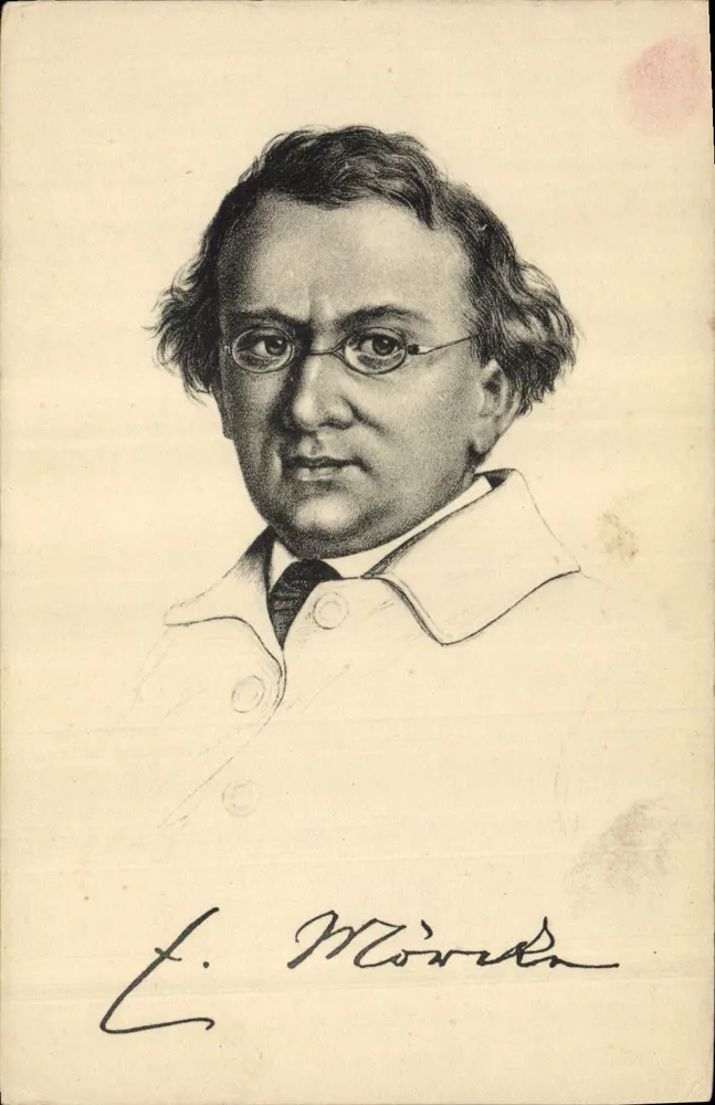 Eduard Mörické — retrato gravado com assinatura — Stengel & Co. - Frente