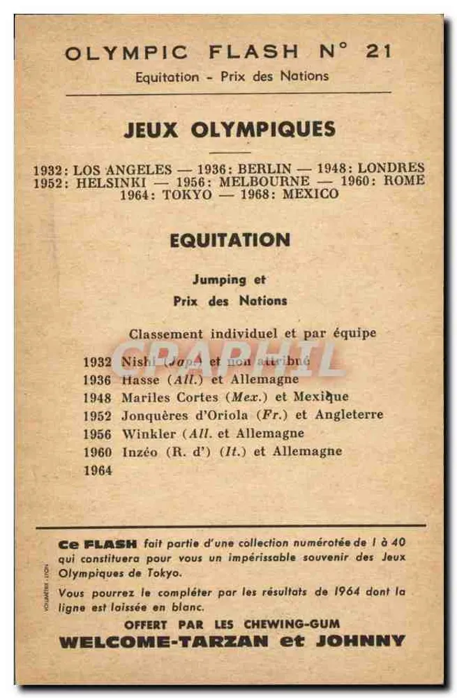Springreiten — Olympisches Flash N° 21 - Rückseite