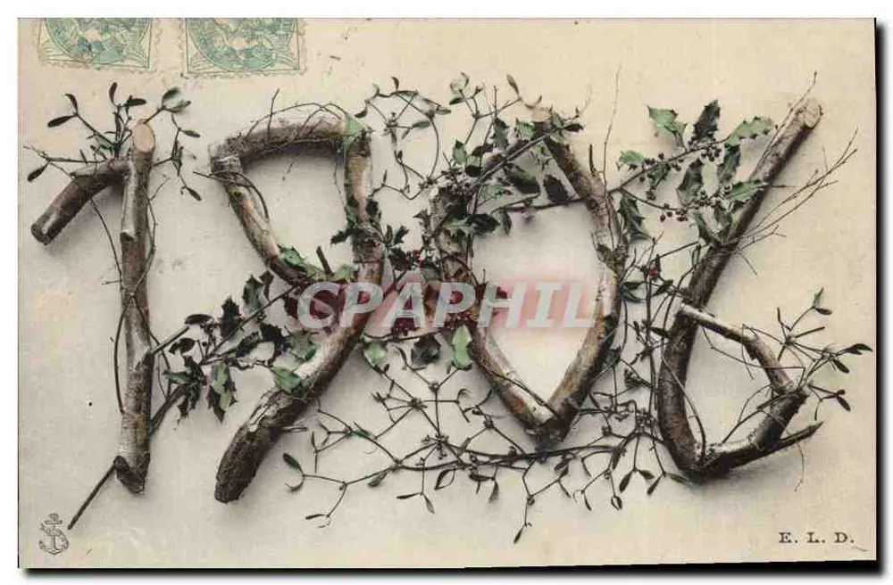 Feliz Natal — decoração de galhos e bagas — E.L.D. - Frente