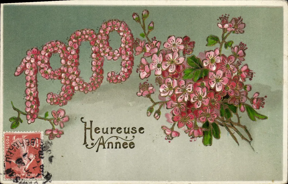 Ano 1909 — Feliz Ano — editor não visível - Frente