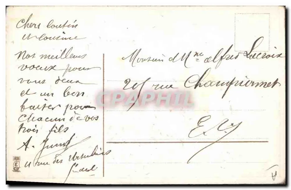 Ano 1909 — Feliz Ano — editor não visível - Verso