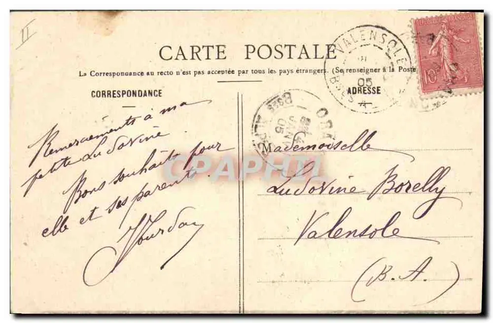 Saint-Christophe — Frohe Neujahr 1905 — Phototypie A. Béarset, Nancy - Rückseite