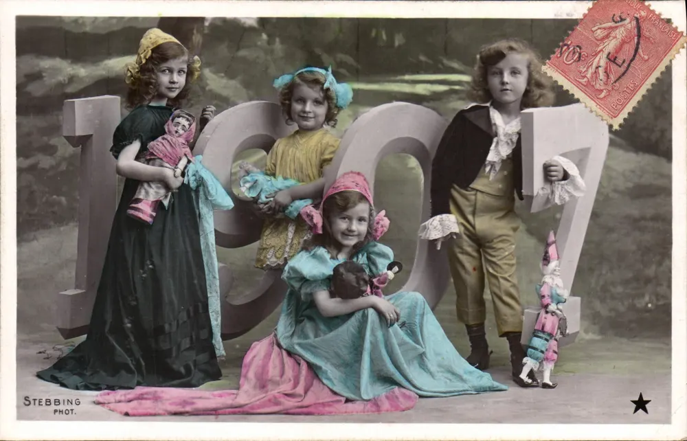 Kinder mit den Zahlen 1907 — Stebbing Phot. — VBC Serie Nr. 3098 - Vorderseite