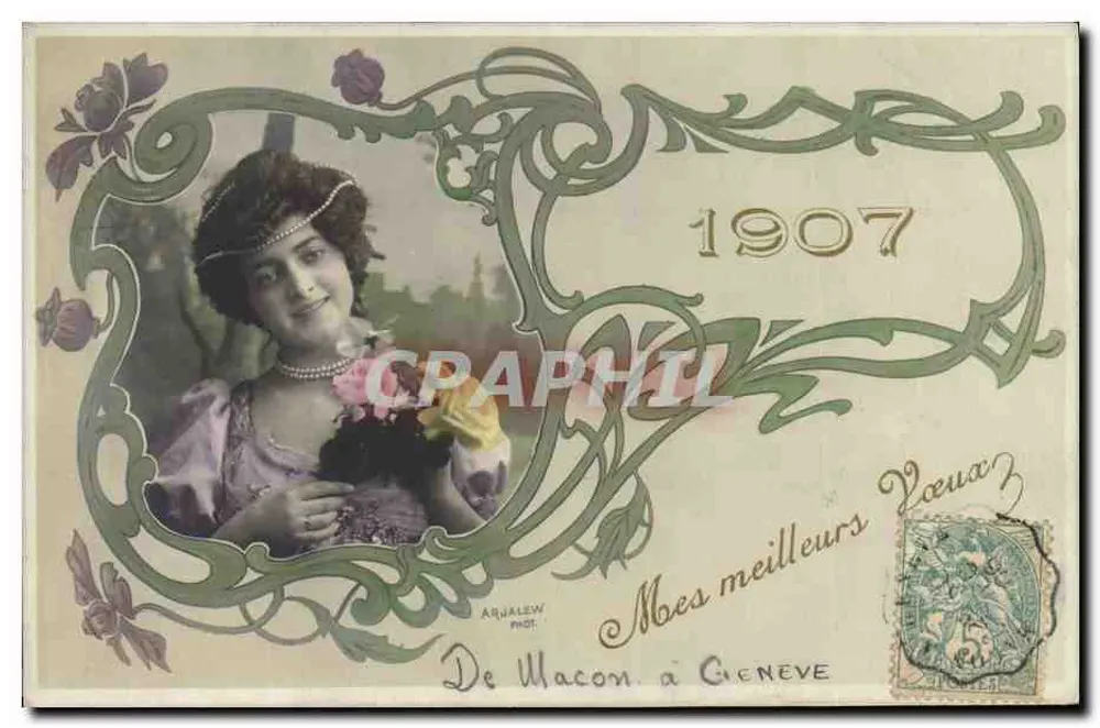 Junge Frau in einem rosa Kleid — 1907 — ARJALEW phot. / Serie Nr. 1061 - 3° - Vorderseite