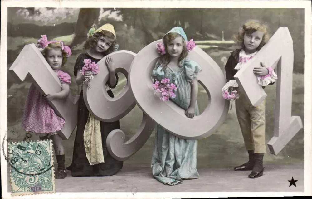 Quatre enfants — célébration de l'année 1901 — éditeur VBC Série N°3098 - Vorderseite