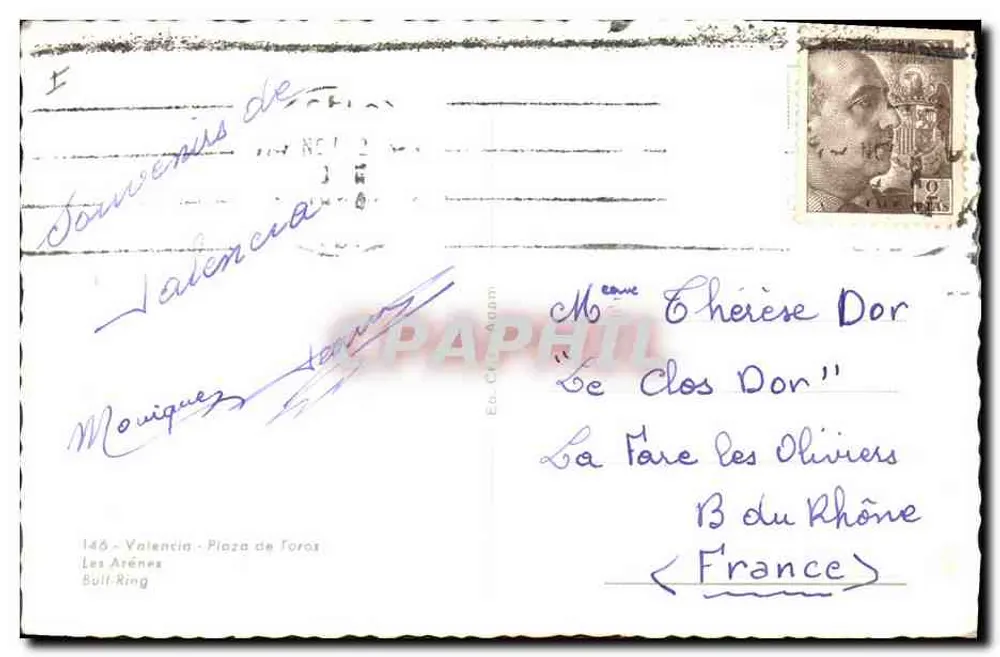 Arênes de Valência — vista aérea — Éd. C. Adam, N° 146 - Verso