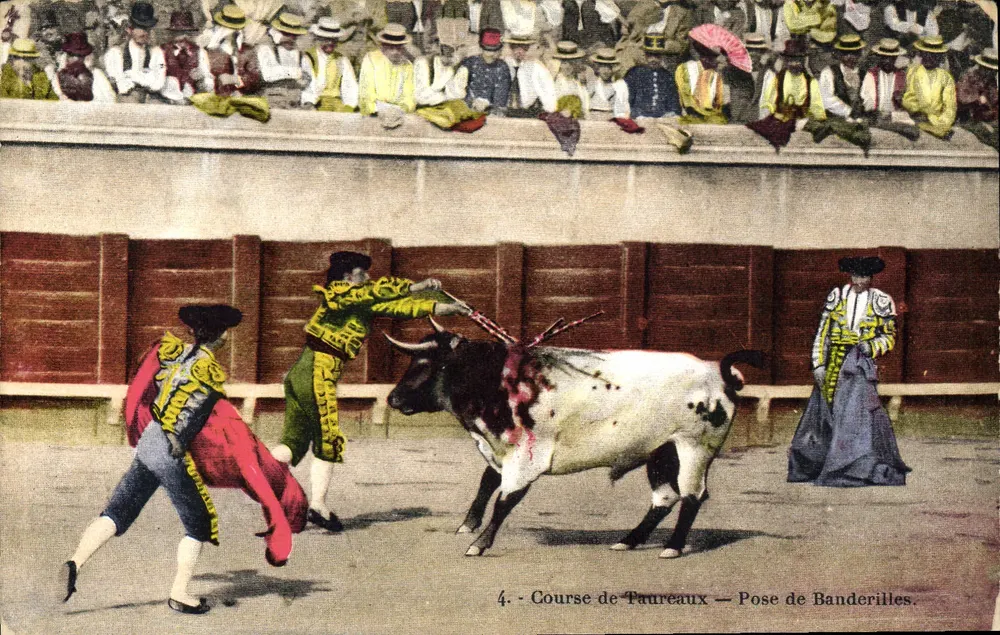 Corrida de touros — Posição das banderillas — Ed. P. Gnaoullat & Cie, Marselha - Frente