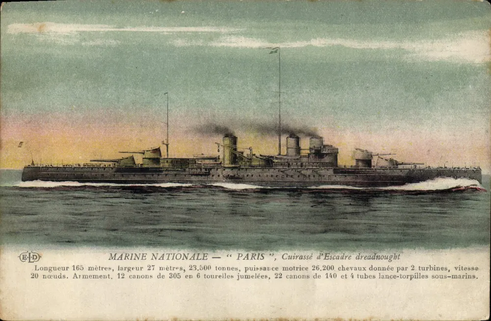 Marine Nationale — "Paris" — cuirassé d'escadre dreadnought, éditeur E.D. - Vorderseite