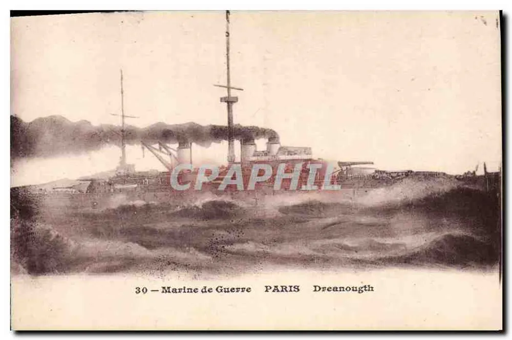 Navio de guerra — Marinha de Guerra PARIS Dreasonough — J. Dot, Fototipista, rue Jean-Jaurès, Toulon - Frente