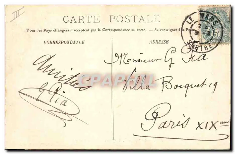 Le 'Pique', Torpedoboot — A. Bougault, n° 537 - Rückseite