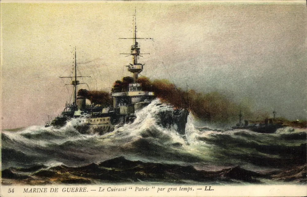 Kriegsschiff — Das Panzerkreuzer "Patrie" bei stürmischem Wetter — LL. n° 54 - Vorderseite