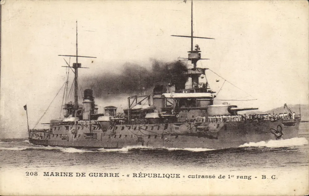 Kriegsschiff - « République » Schlachtschiff erster Klasse - B.C. - n°208 - Vorderseite