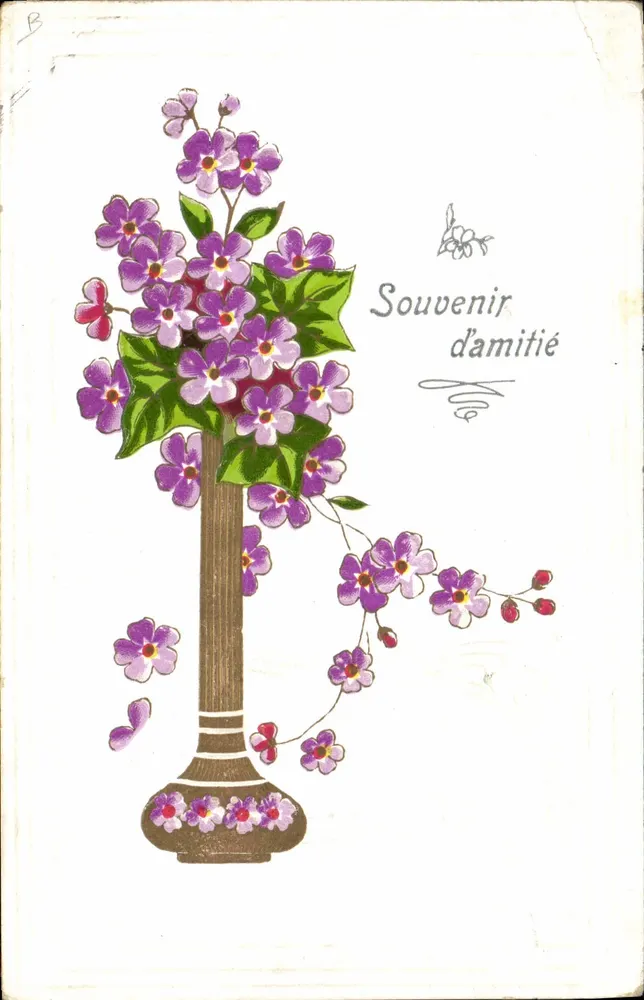 Flores em um vaso — Lembrança de amizade — Editor não identificado - Frente