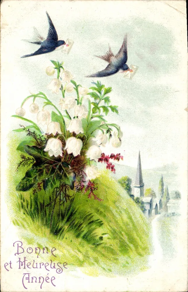 Frühlingslaterne — Vögel, die Briefe tragen — K.F. Verlag, Paris, Serie 0.1800 - Vorderseite