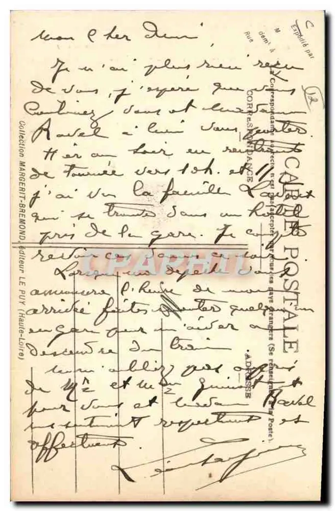 A Dentellière Espaliote — Puy (Haute-Loire) — Cliché M.-B. - Rep. int. n°296 - Verso