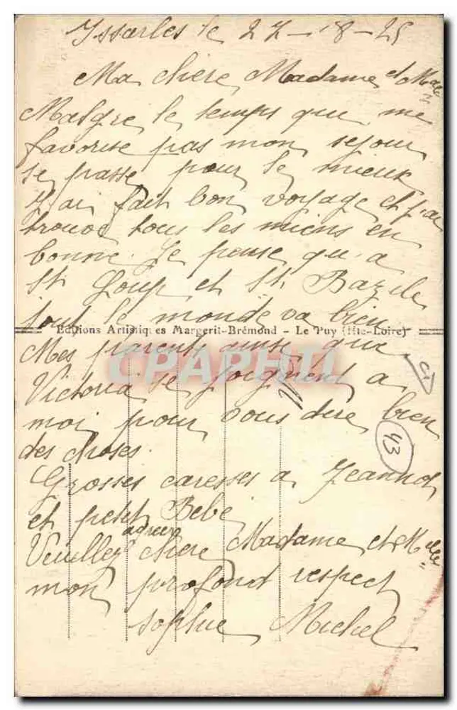 Der Seidenkorb im Freien — (Le Leveur) — Éditions Arti diques Margerit-Brémont - Le Puy (Loire) - Rückseite