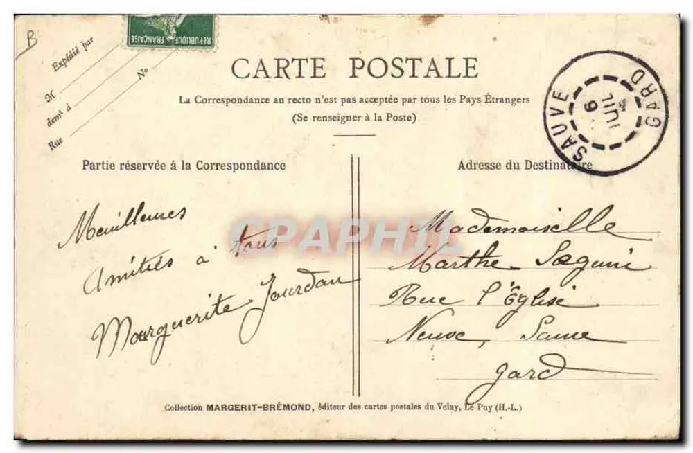 Dentellière — Auvérignate — Editor M. B. Poulard, n° 929 - Verso
