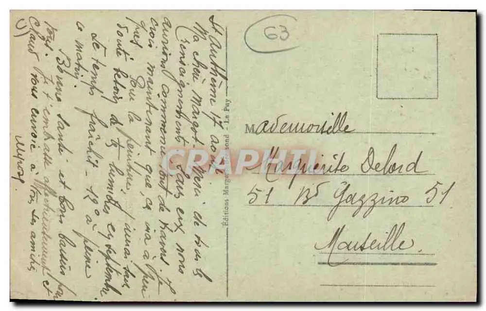 La Dentellière au petit Chapeau — Art von einer harten schwarzen Filzplatte, mit Samt umrandet, hauptsächlich von alten Frauen des Landes getragen — Marguerit Bréand, n°297 - Rückseite