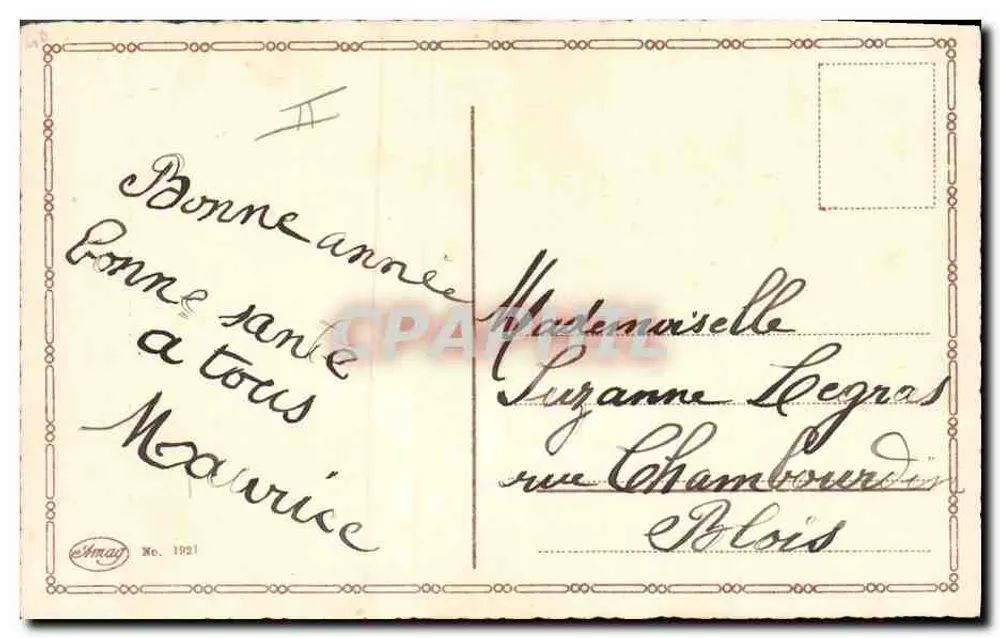 Criança vestindo uma roupa verde segurando uma fruta — editor Ehmag, n° 1921 - Verso